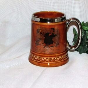Vintage Lord Nelson Pottery Beer Mug Stein Tankard Silver Rim Handle England